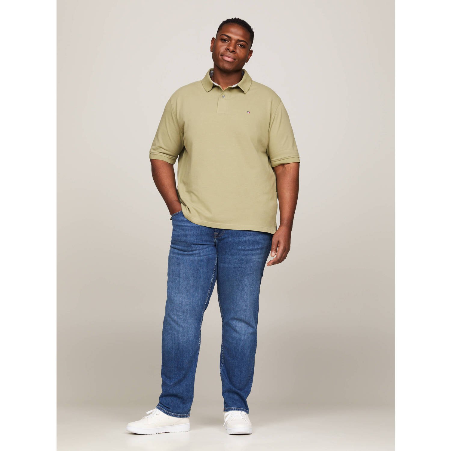 Tommy Hilfiger Big & Tall polo Plus Size met logo faded olive