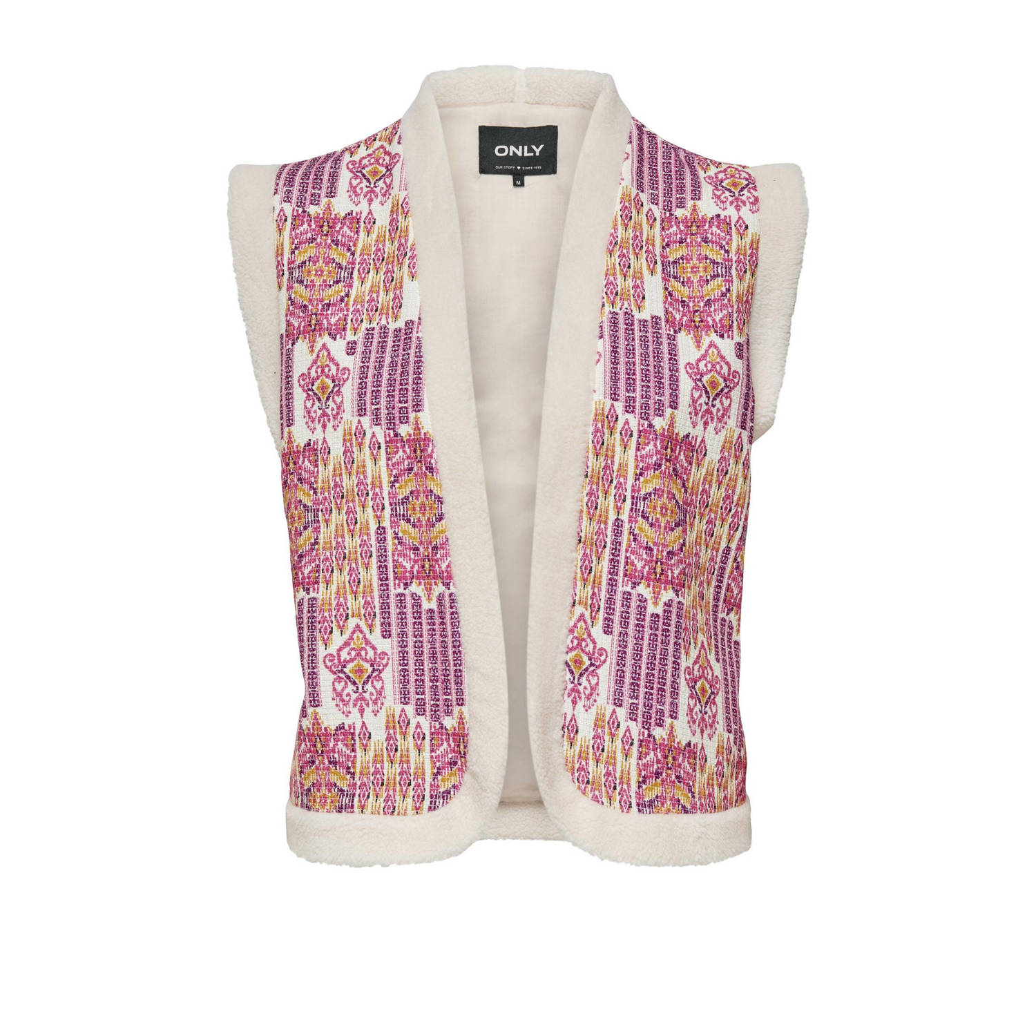 ONLY gilet ONLNORA met all over print roze paars geel