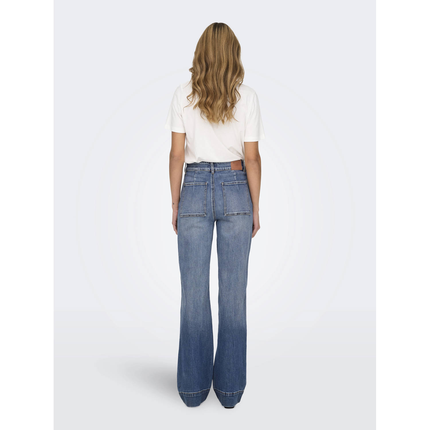 ONLY high waist wide leg jeans ONJUICY medium blue denim