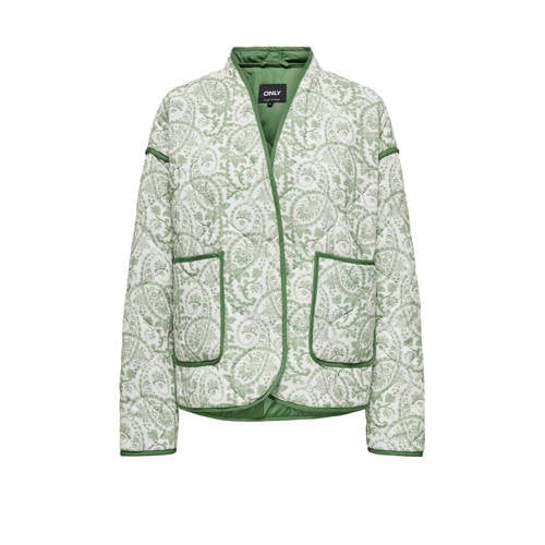 ONLY quilted jasje ONLELVIRA met contrastbies groen/ecru