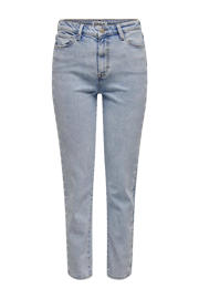 thumbnail: Light blue denim dames ONLY straight leg jeans van denim met regular waist, rits- en knoopsluiting en effen