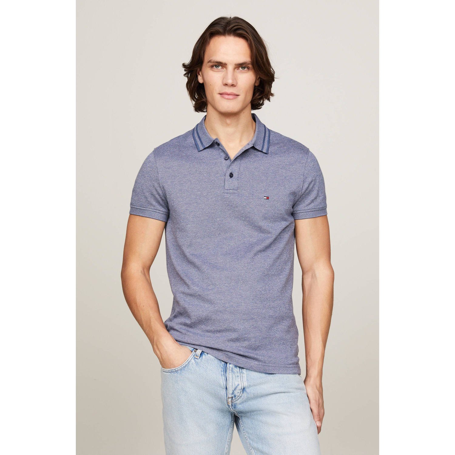Tommy Hilfiger gemêleerde polo faded indigo
