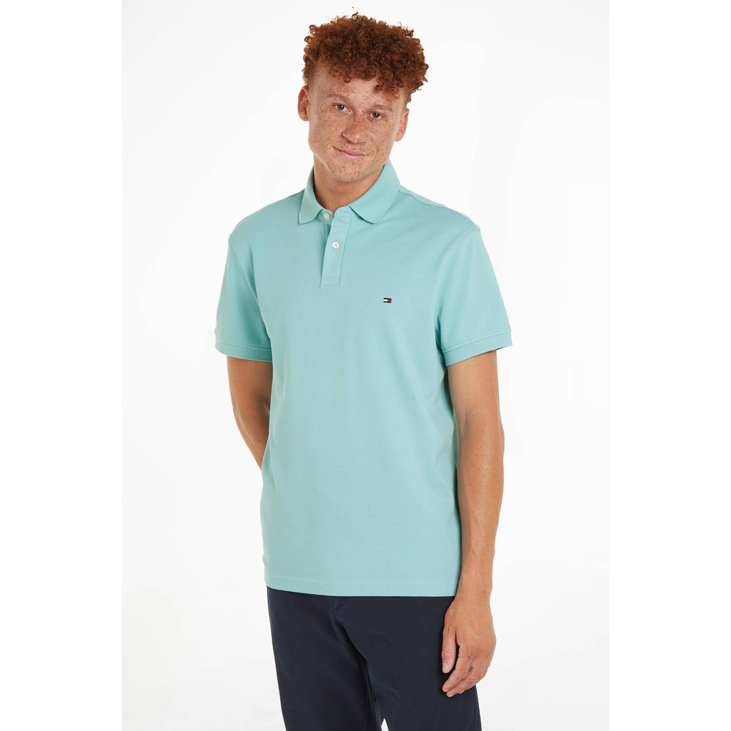 Tommy Hilfiger regular fit polo 1985 met logo tradewinds aqua