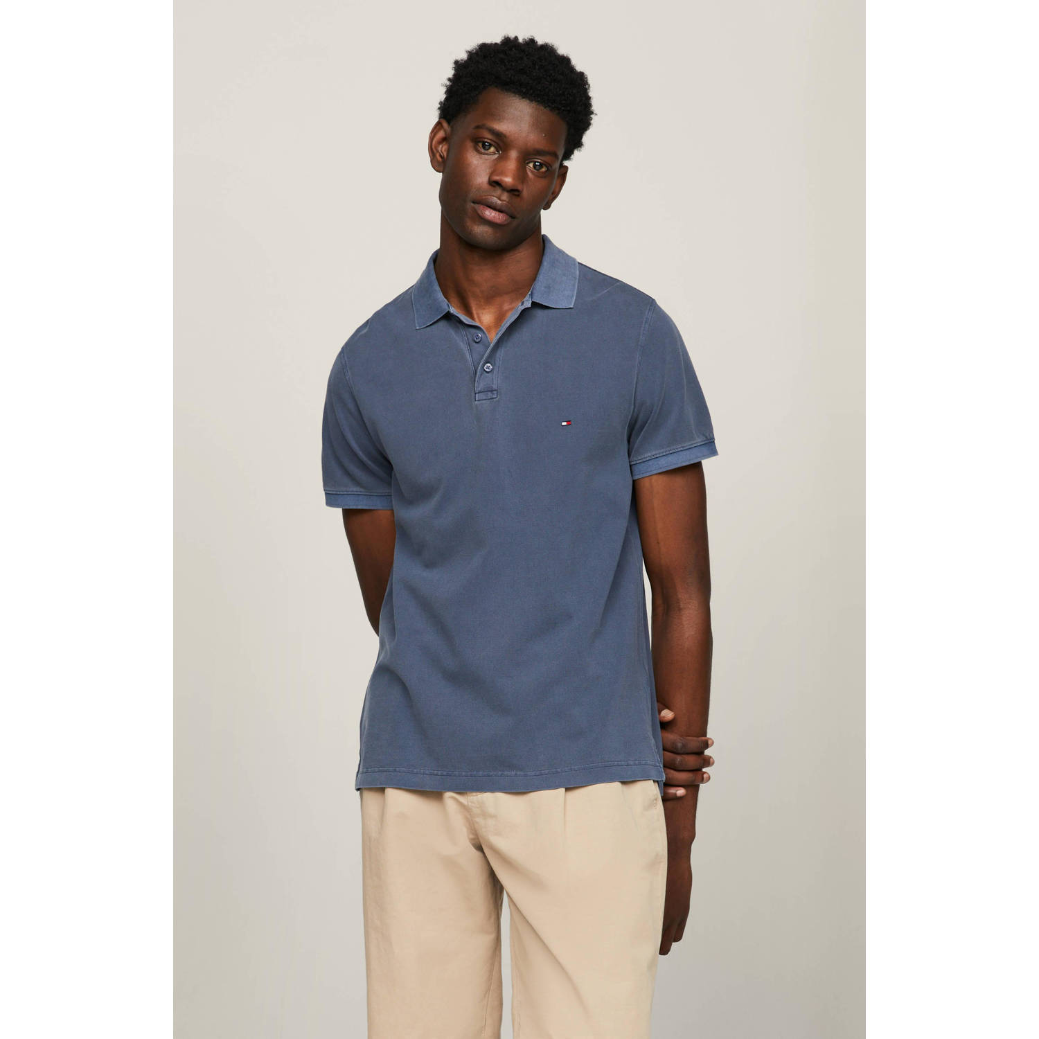 Tommy Hilfiger polo met logo faded indigo