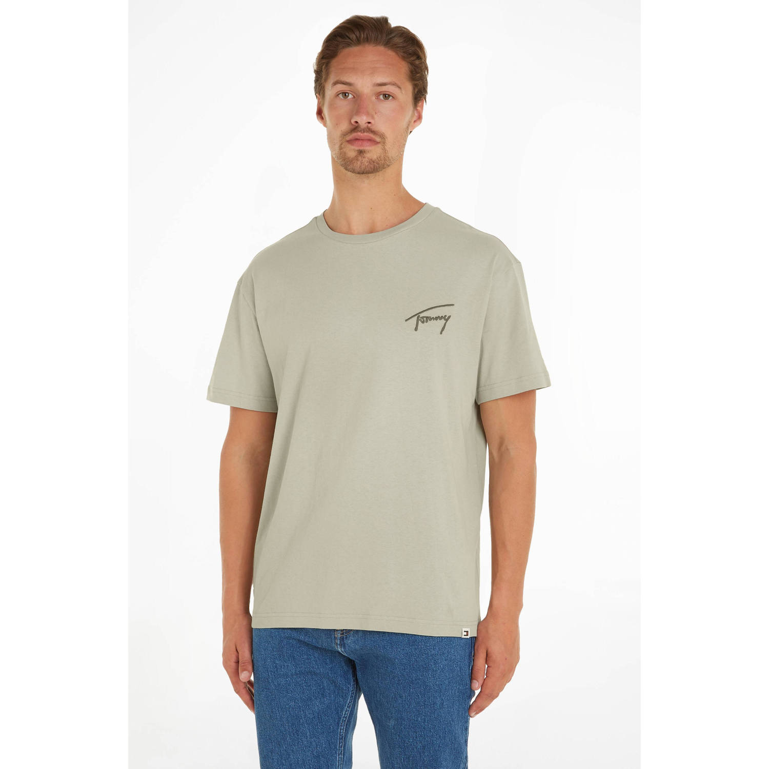 Tommy Jeans T-shirt Reg met printopdruk en borduursels faded willow