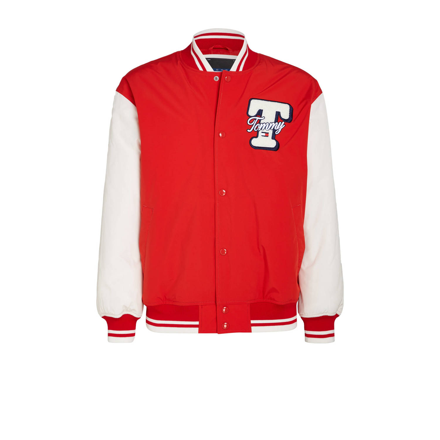 Tommy Jeans bomberjack met printopdruk en patches deep crimson