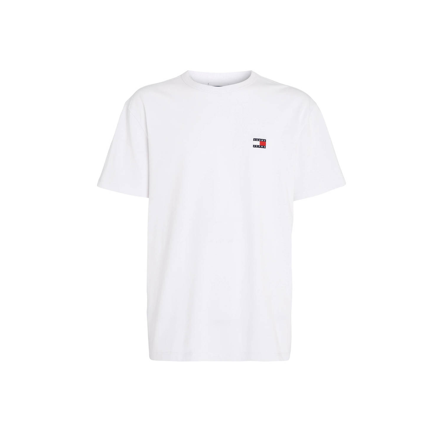 Tommy Jeans Witte Katoenen T-shirt met Geborduurd Logo voor Heren White Heren