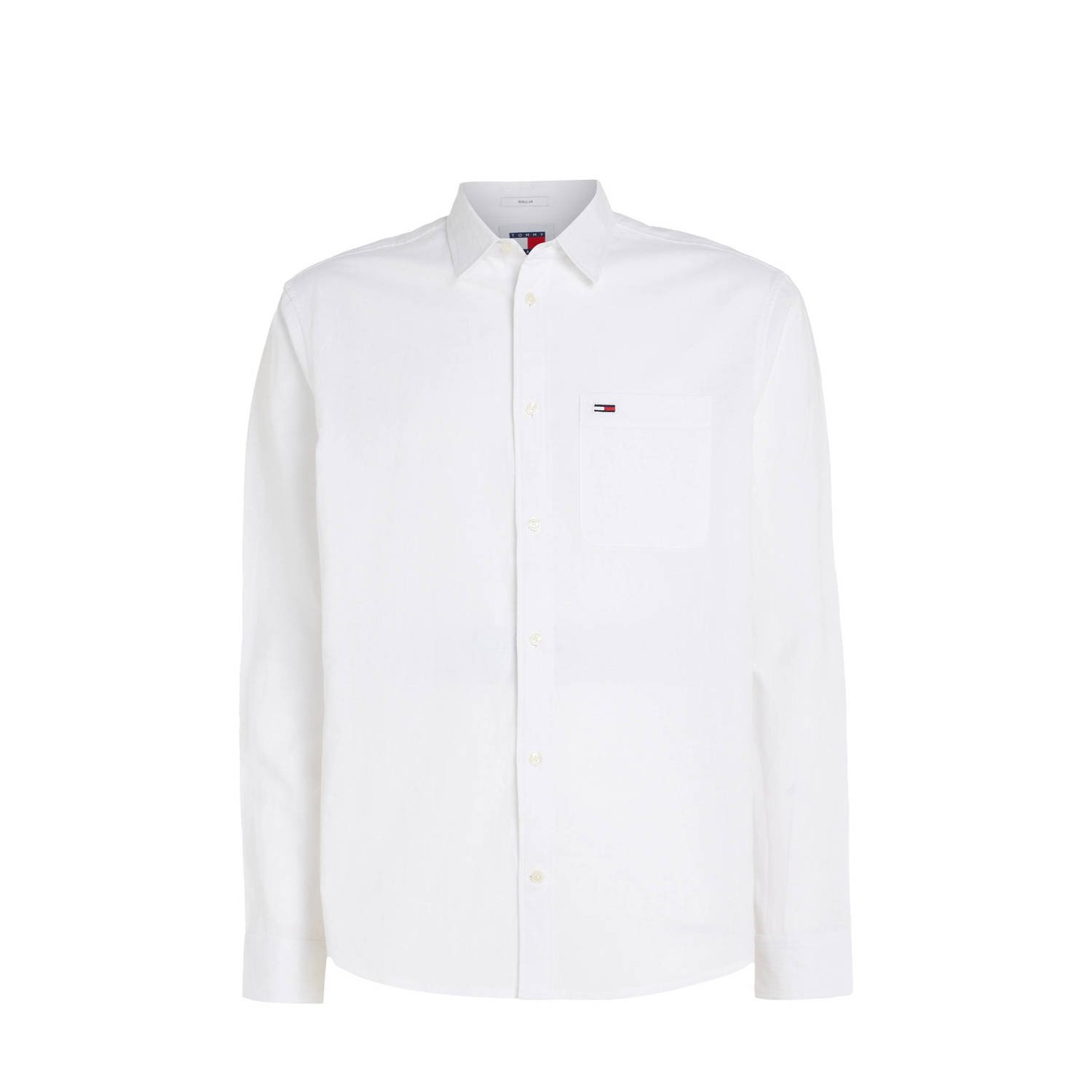 Tommy Jeans Organisch Katoen Linnen Blend Lange Mouw Shirt White Heren