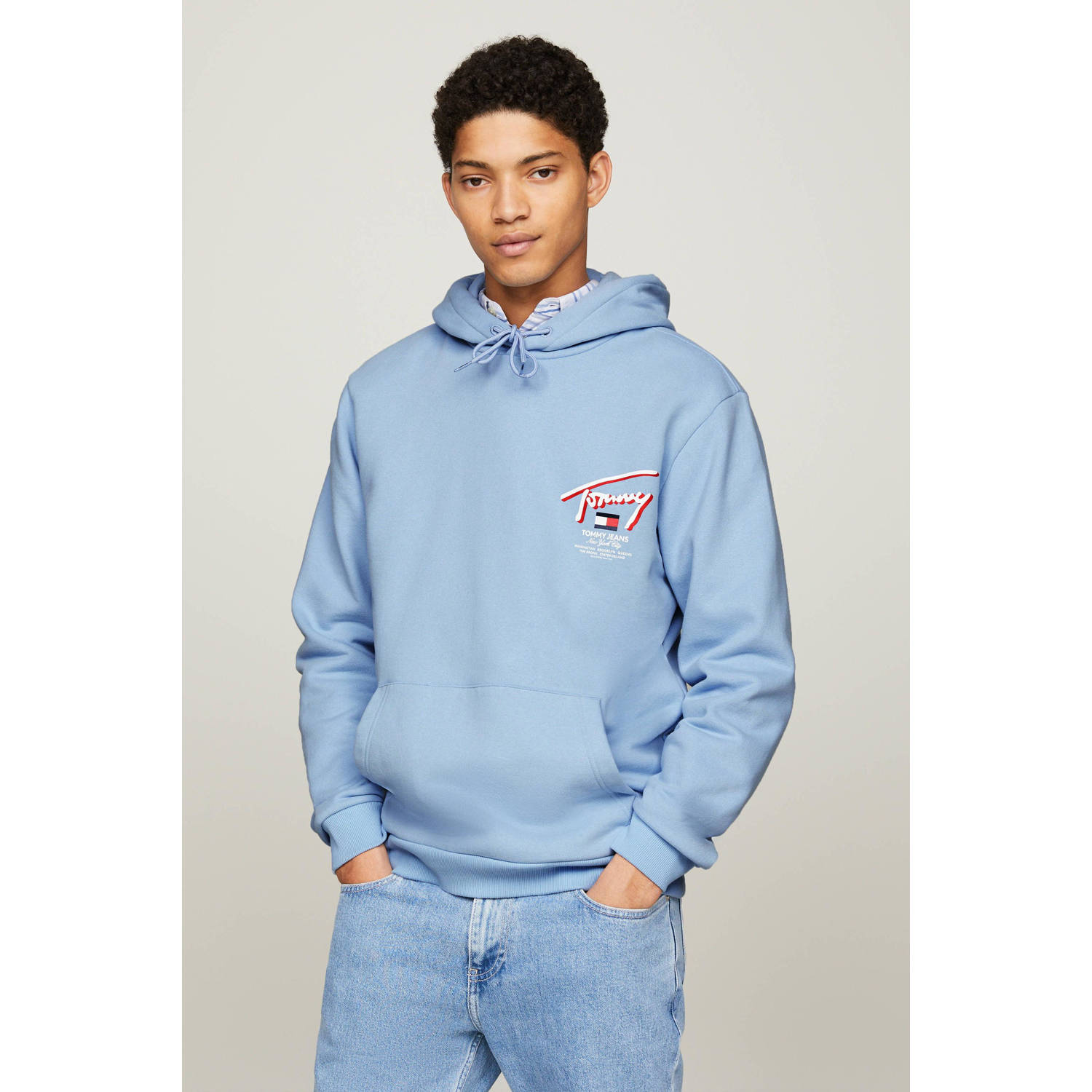 Tommy Jeans hoodie met backprint moderate blue