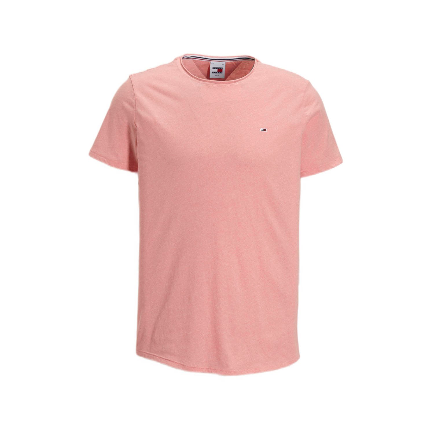 Tommy Jeans Geborduurd Logo Aansluitend T-Shirt Rozen Pink Heren