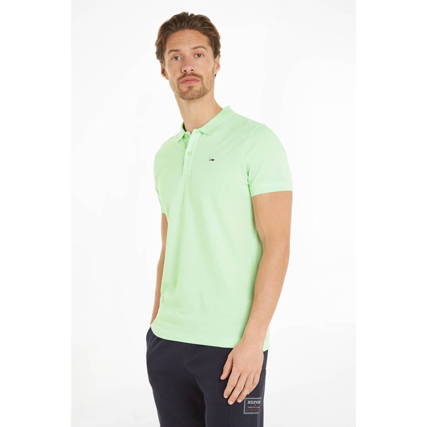 Tommy Jeans polo met logo opal green