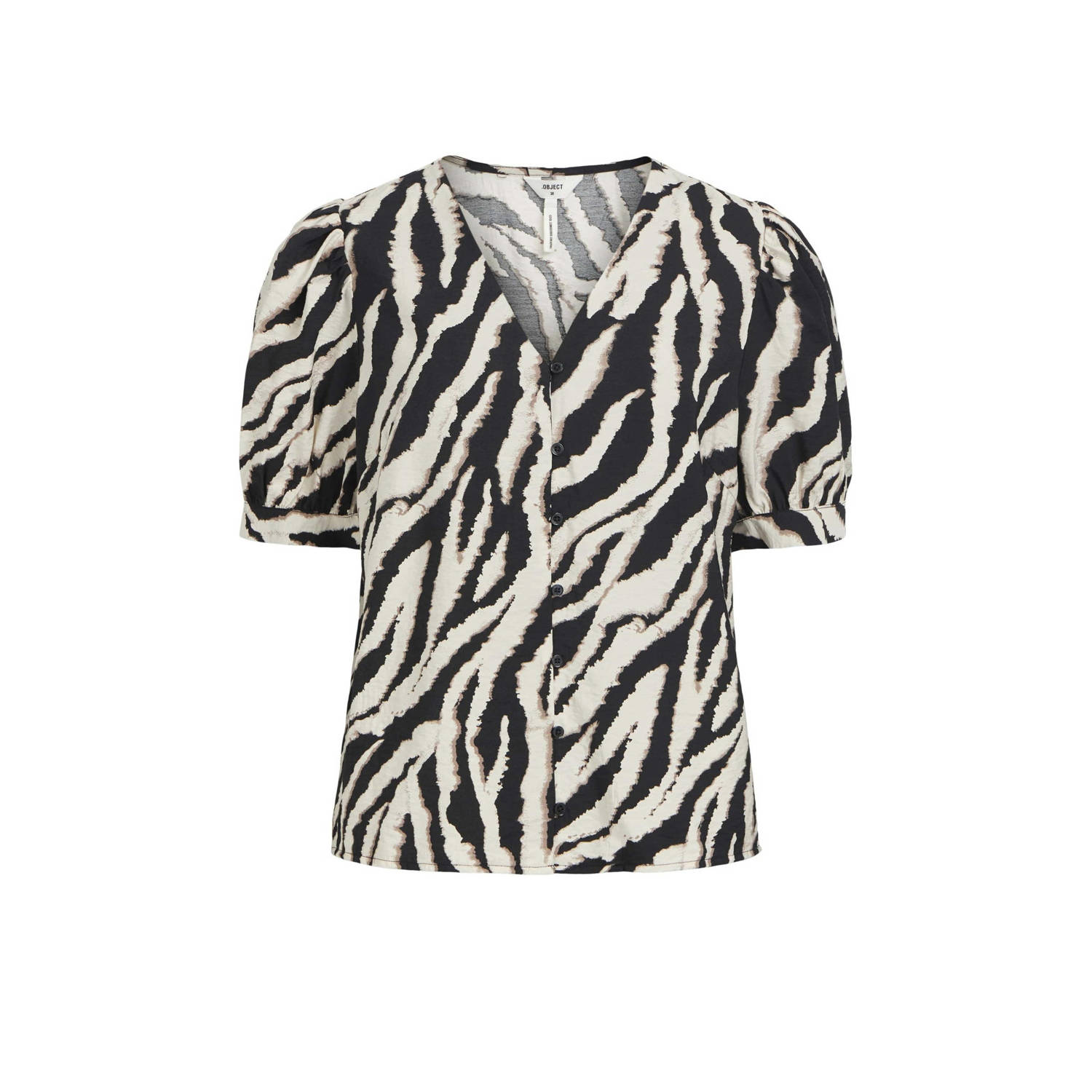 OBJECT blouse OBJJACIRA met zebraprint zwart ecru