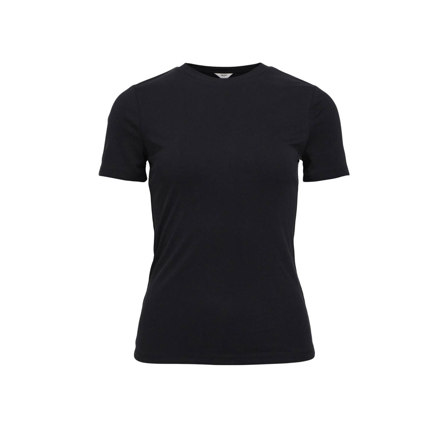OBJECT mini rib T-shirt OBJANNIE zwart