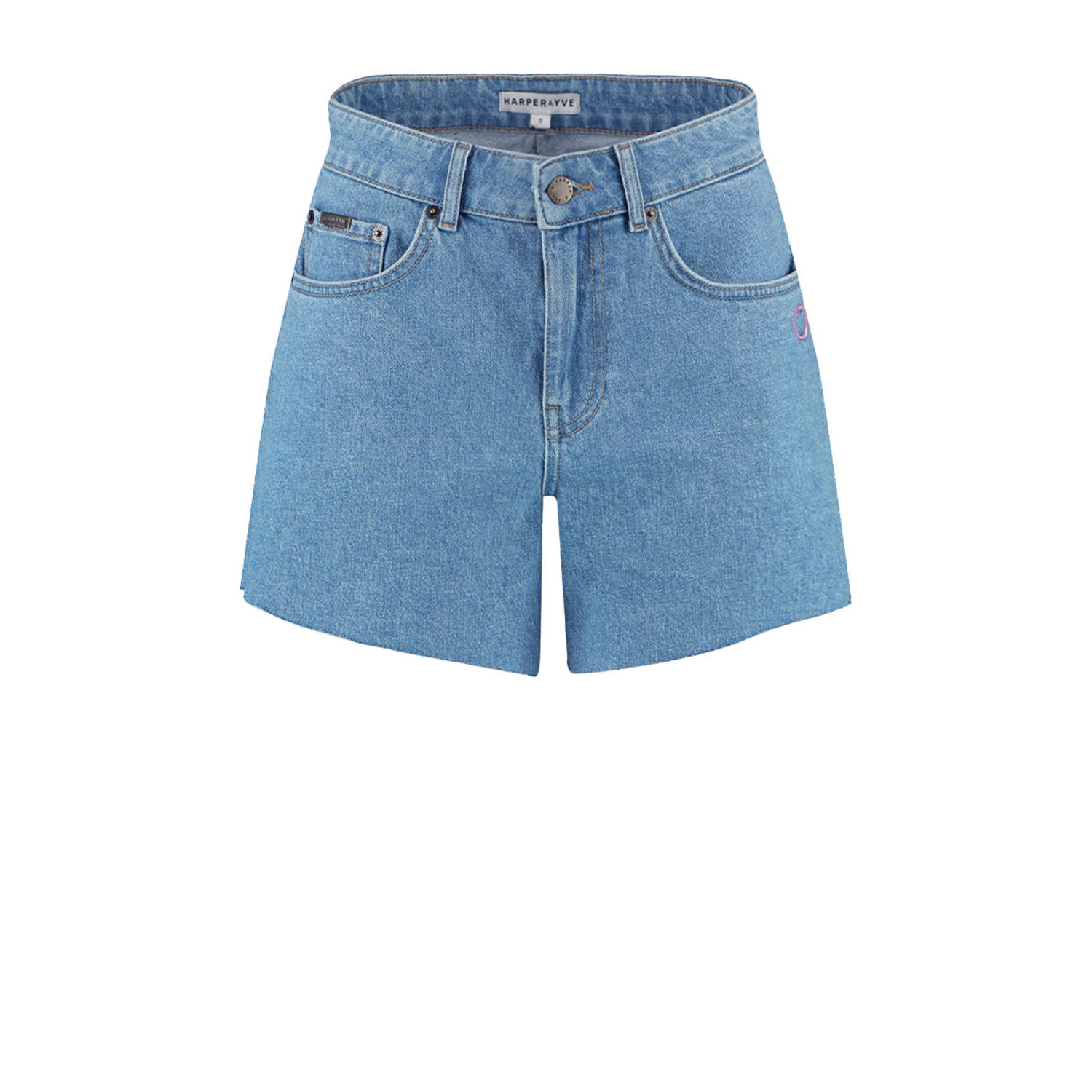 HARPER & YVE high waist wide fit short HARPER light blue denim