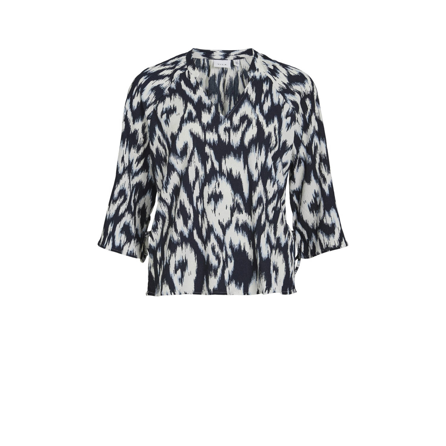 VILA blousetop YA met zebraprint zwart wit