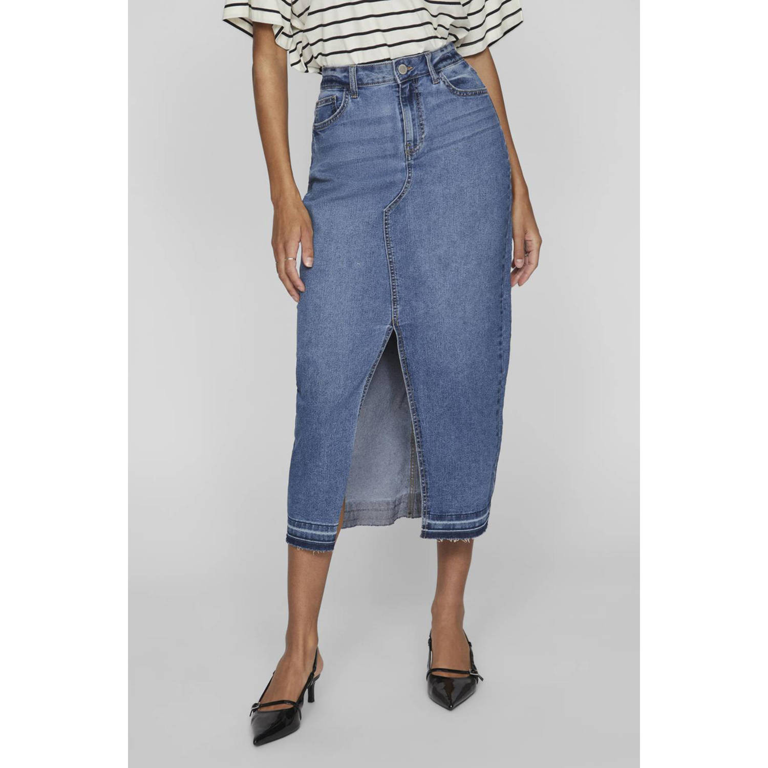 Vila High waist jeansrok met loopsplit modell 'RAY'