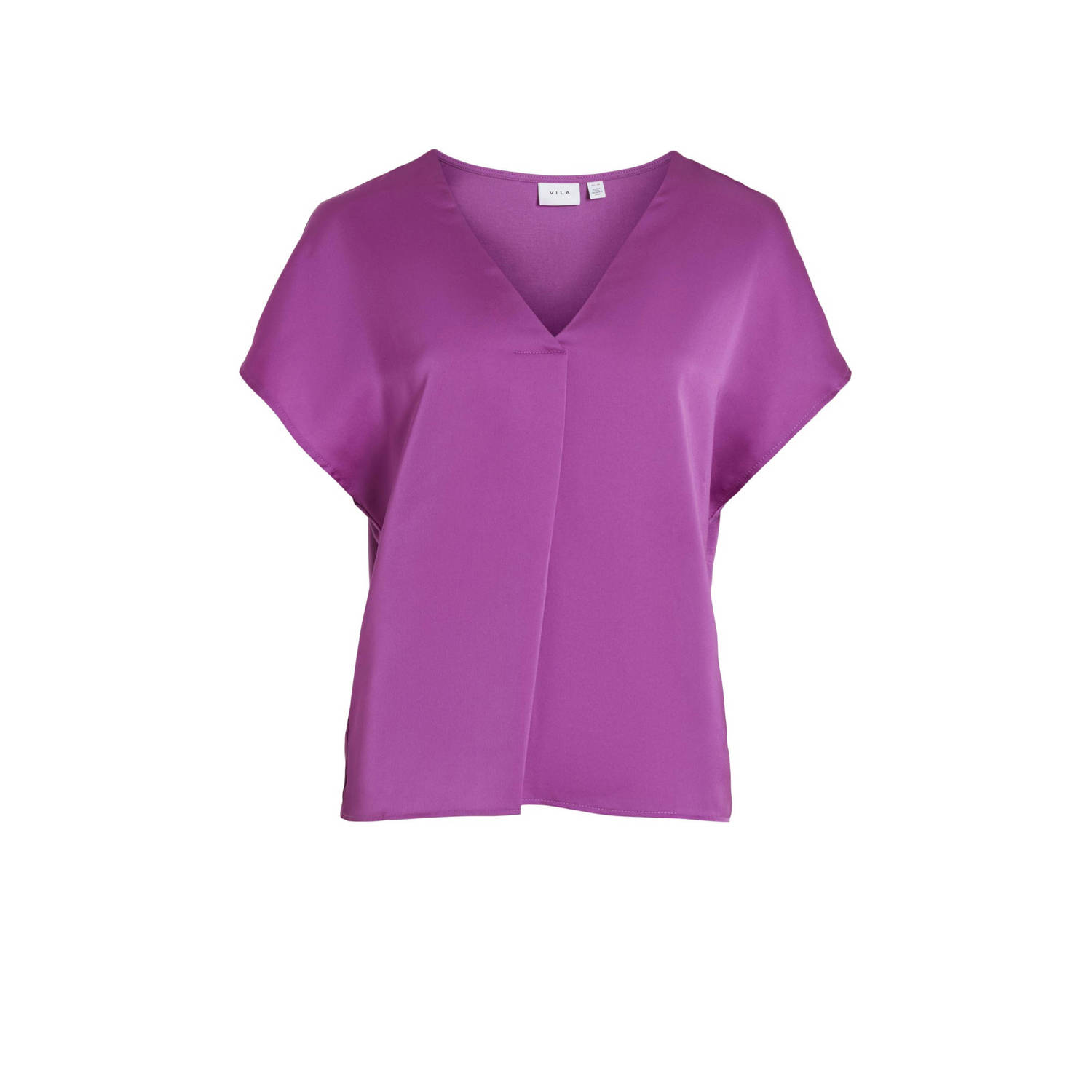 Vila Korte mouwen V-hals T-shirt voor vrouwen Purple Dames