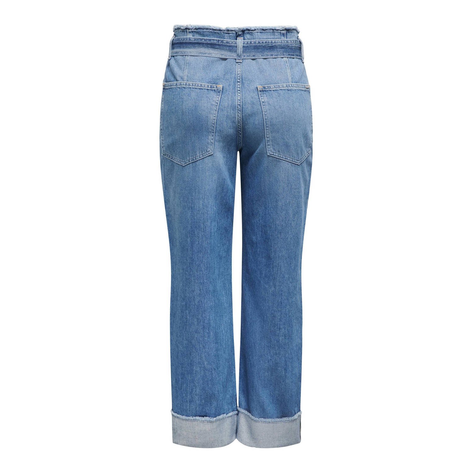 ONLY high waist wide leg jeans ONLMADDIE medium blue denim