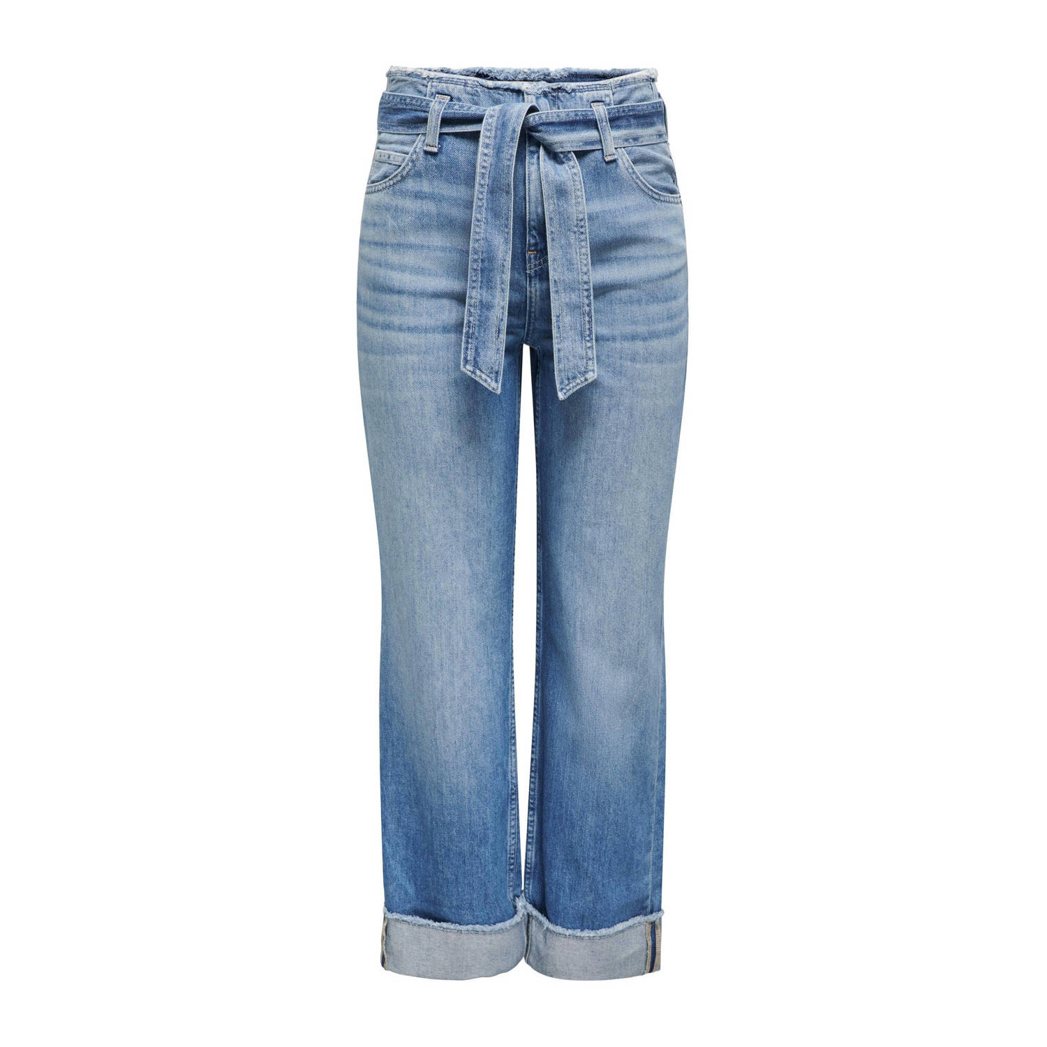 ONLY high waist wide leg jeans ONLMADDIE medium blue denim