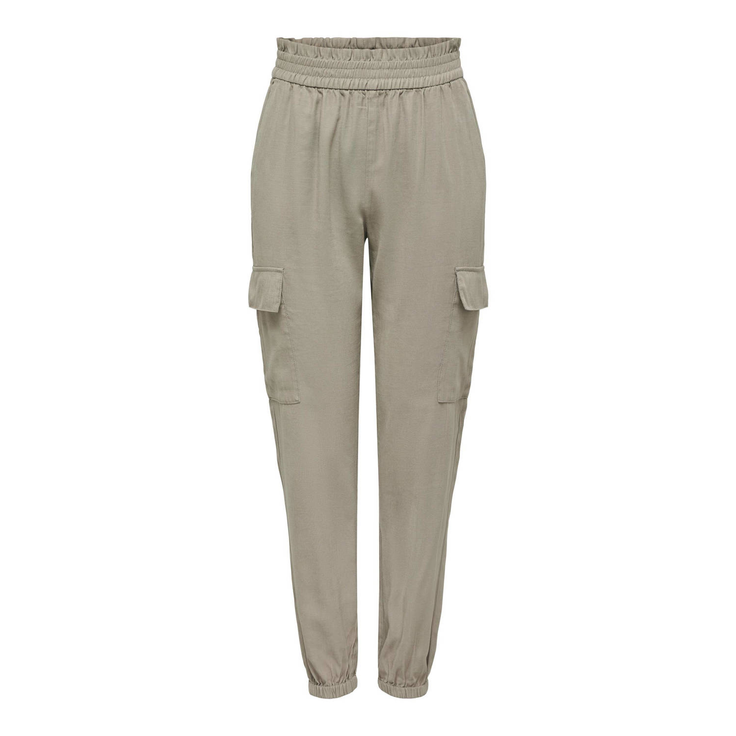 ONLY high waist regular fit cargobroek ONLARIS taupe