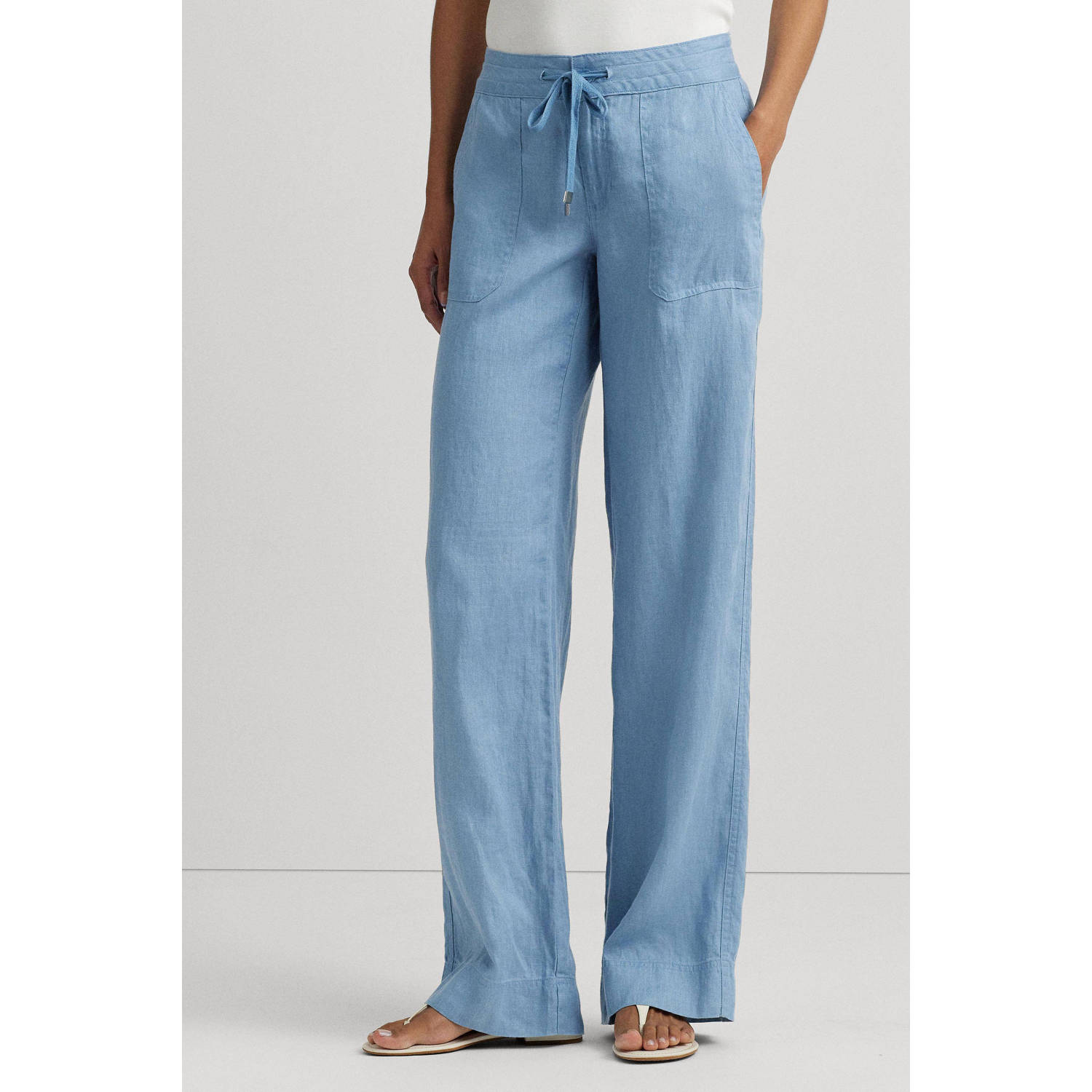 Lauren Ralph Lauren Loose fit linnen broek met tunnelkoord model 'JOVONIE'