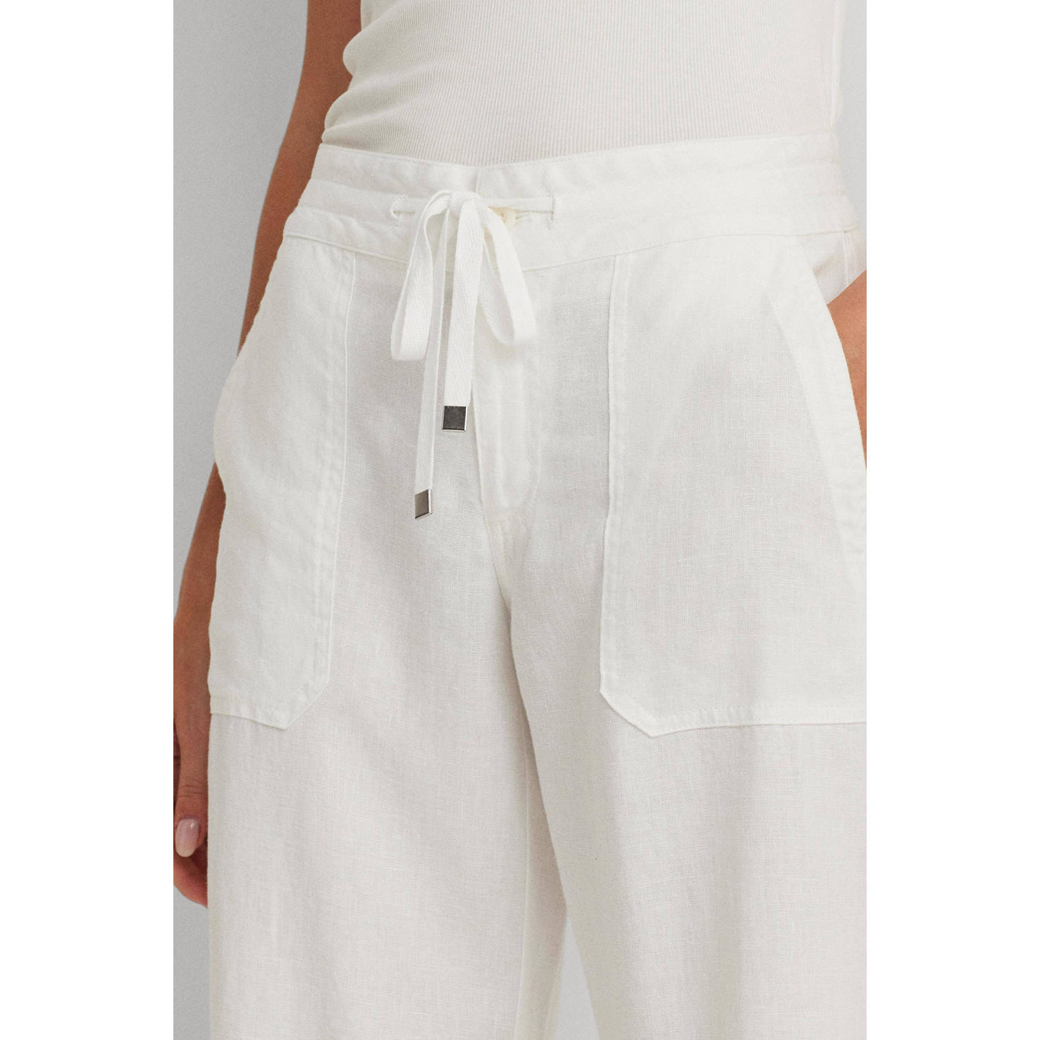 Lauren Ralph Lauren high waist straight fit broek ecru