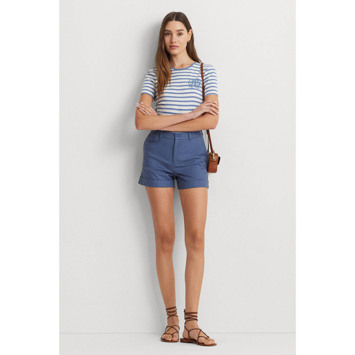Lauren Ralph Lauren gestreept T-shirt lichtblauw