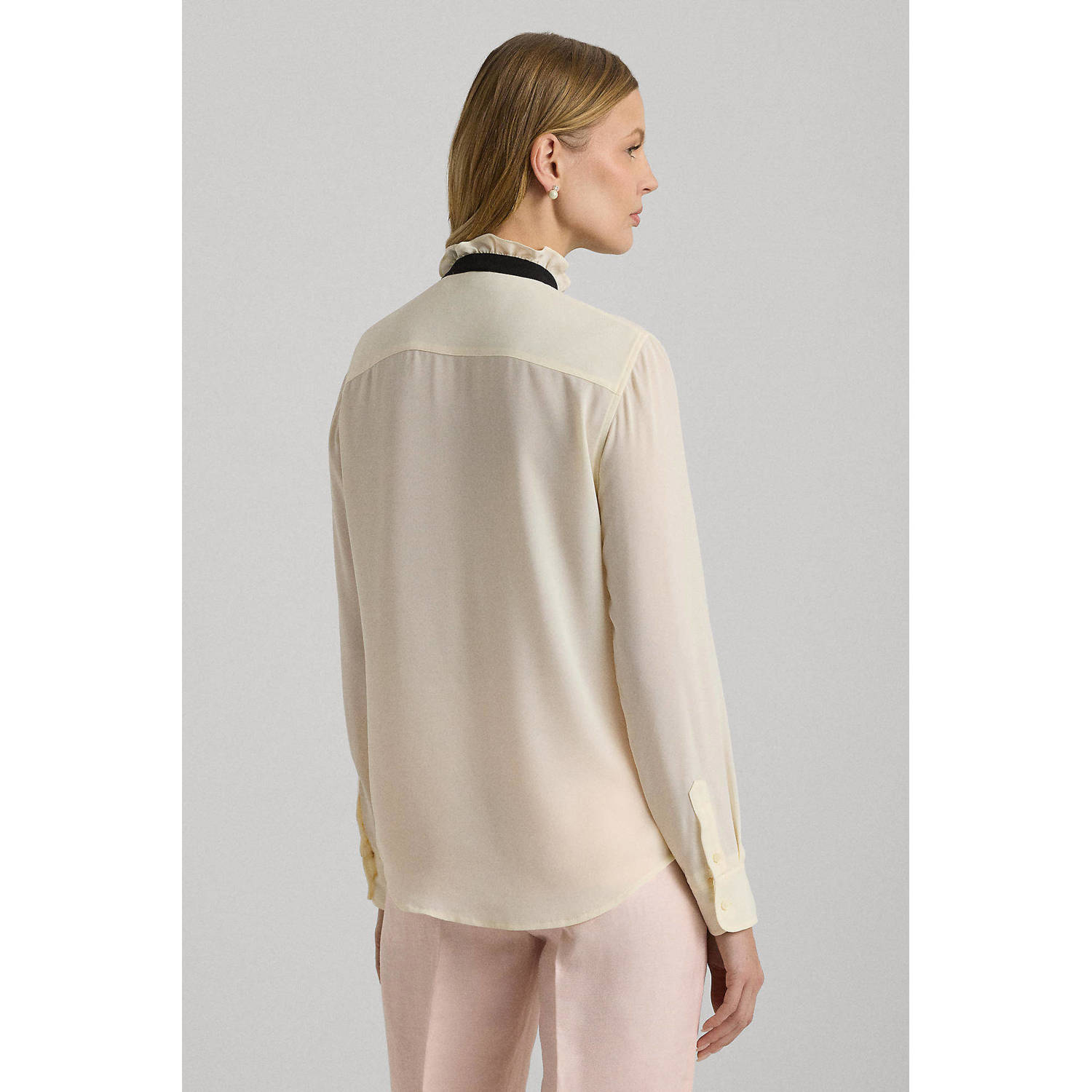 Lauren Ralph Lauren semi-transparante blouse ecru zwart