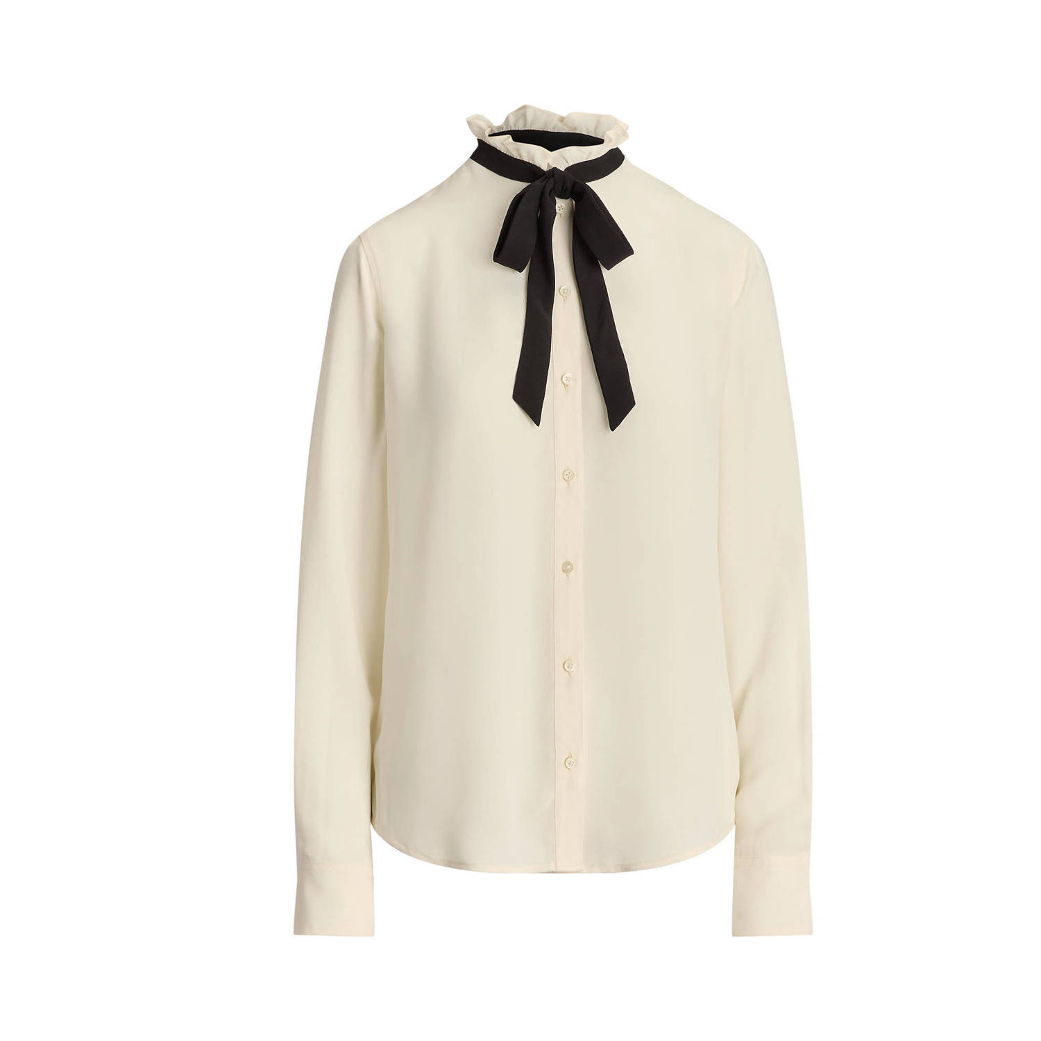 Lauren Ralph Lauren semi-transparante blouse ecru zwart