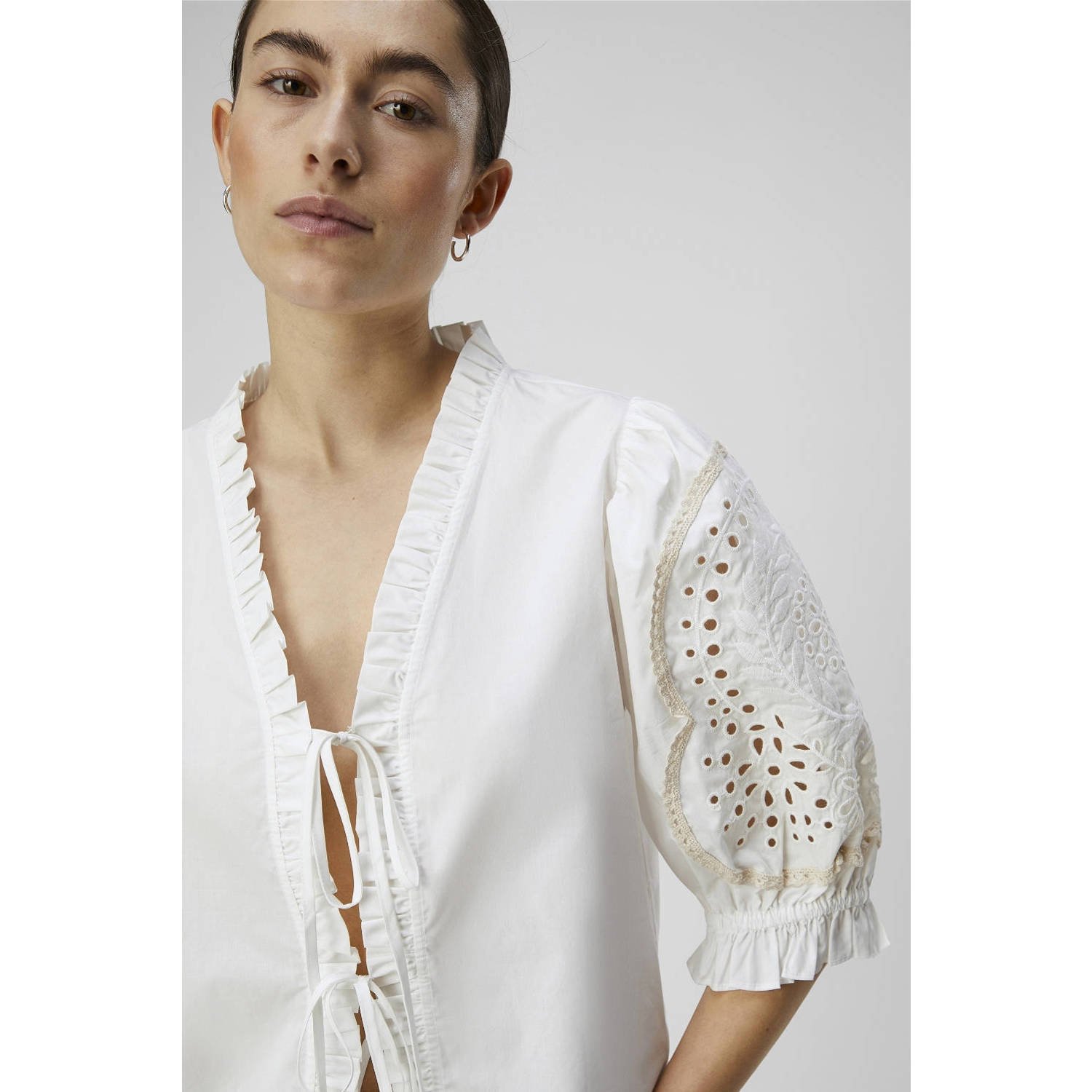 OBJECT blousetop OBJBRODERA wit