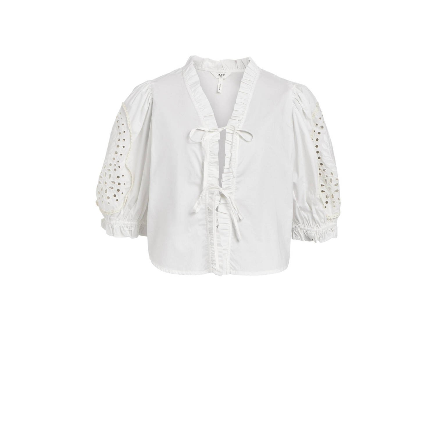 Object Witte Geborduurde Korte Mouw Blouse White Dames