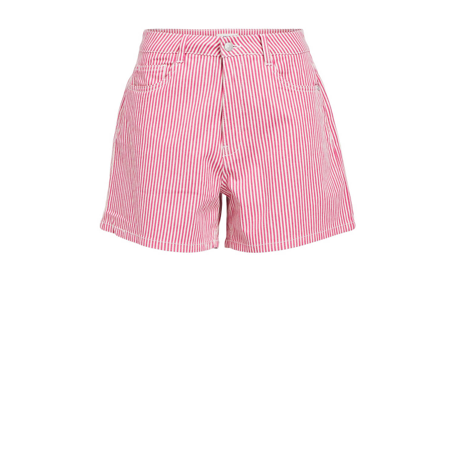 OBJECT gestreepte regular fit short OBJSOLA roze wit