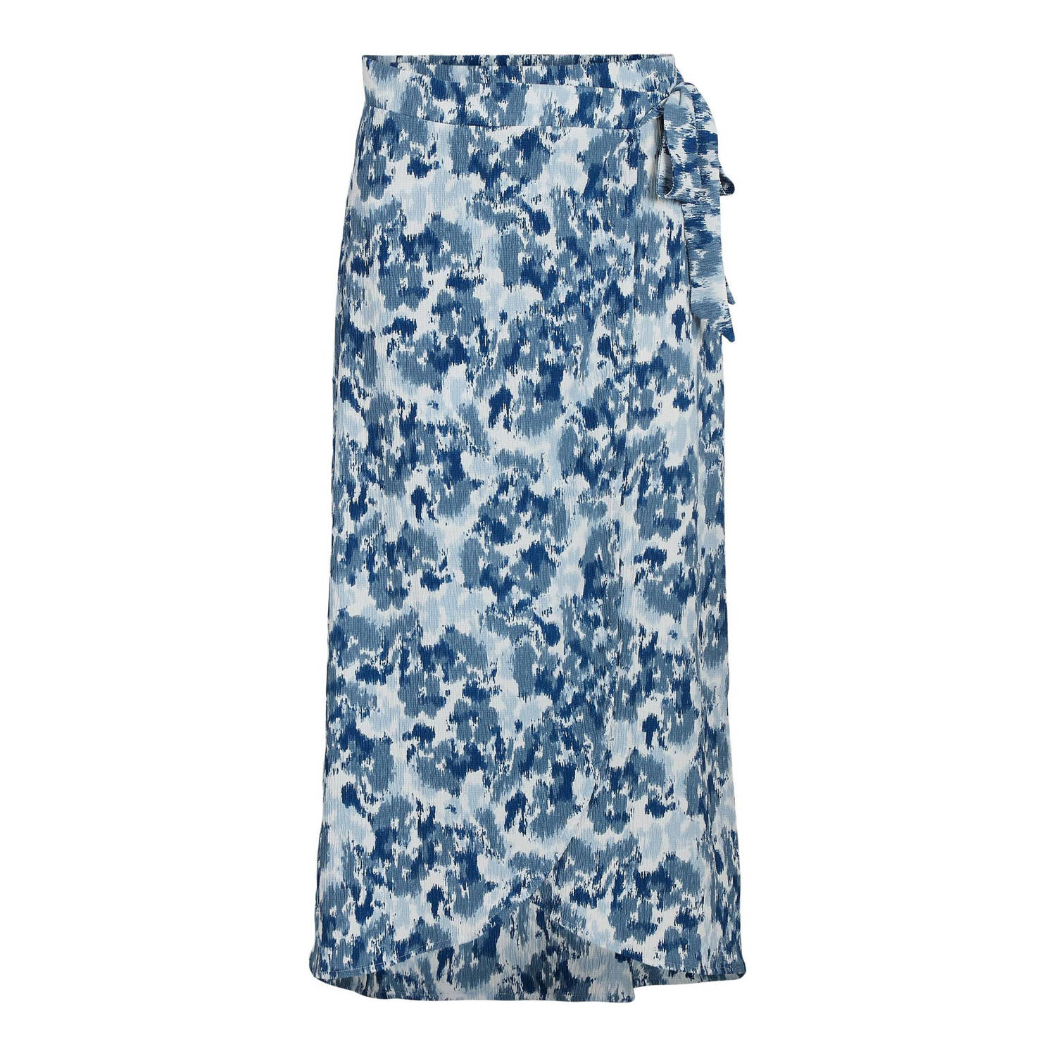 VILA midi rok VIPEFFI met all over print blauw lichtblauw