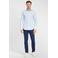 Profuomo gebreid slim fit strijkvrij overhemd blauw