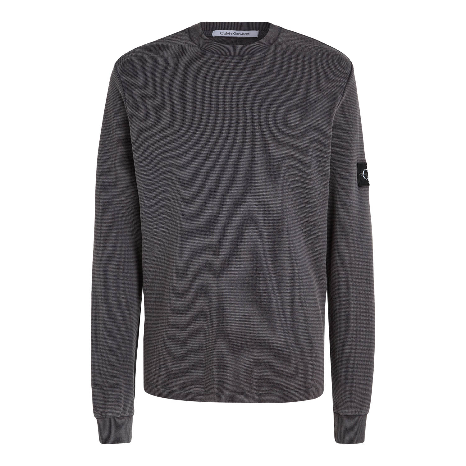 CALVIN KLEIN JEANS longsleeve met ingebreid patroon washed black