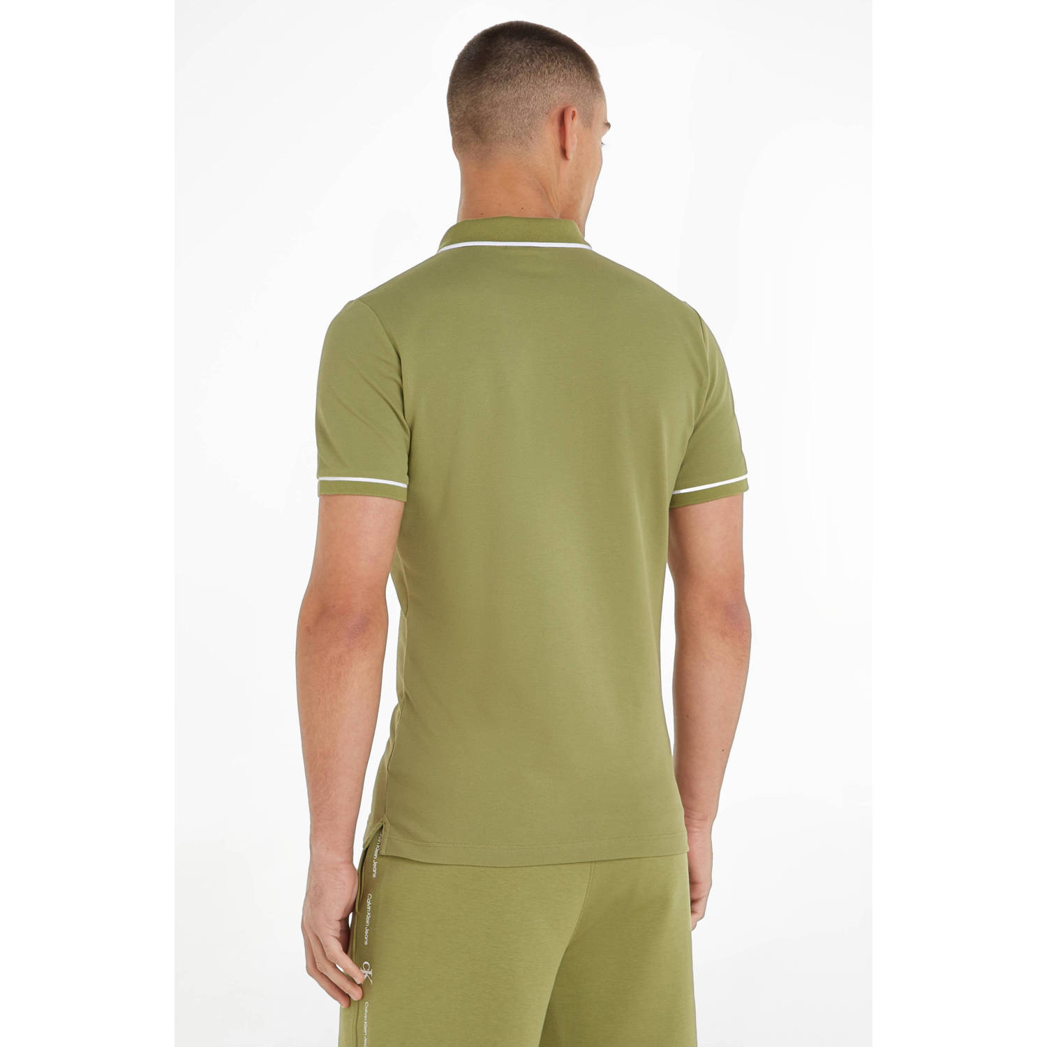 CALVIN KLEIN JEANS slim fit polo TIPPING met logo dark juniper