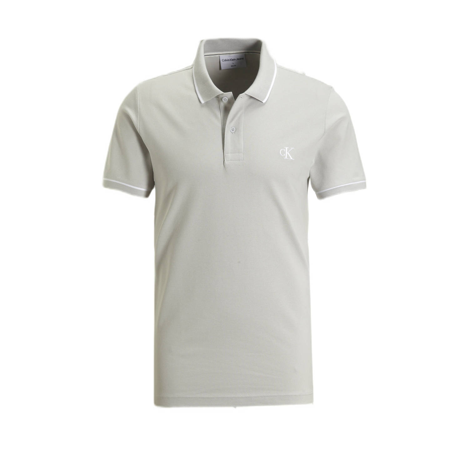 CALVIN KLEIN Heren Polo's & T-shirts Tipping Slim Polo Lichtgrijs