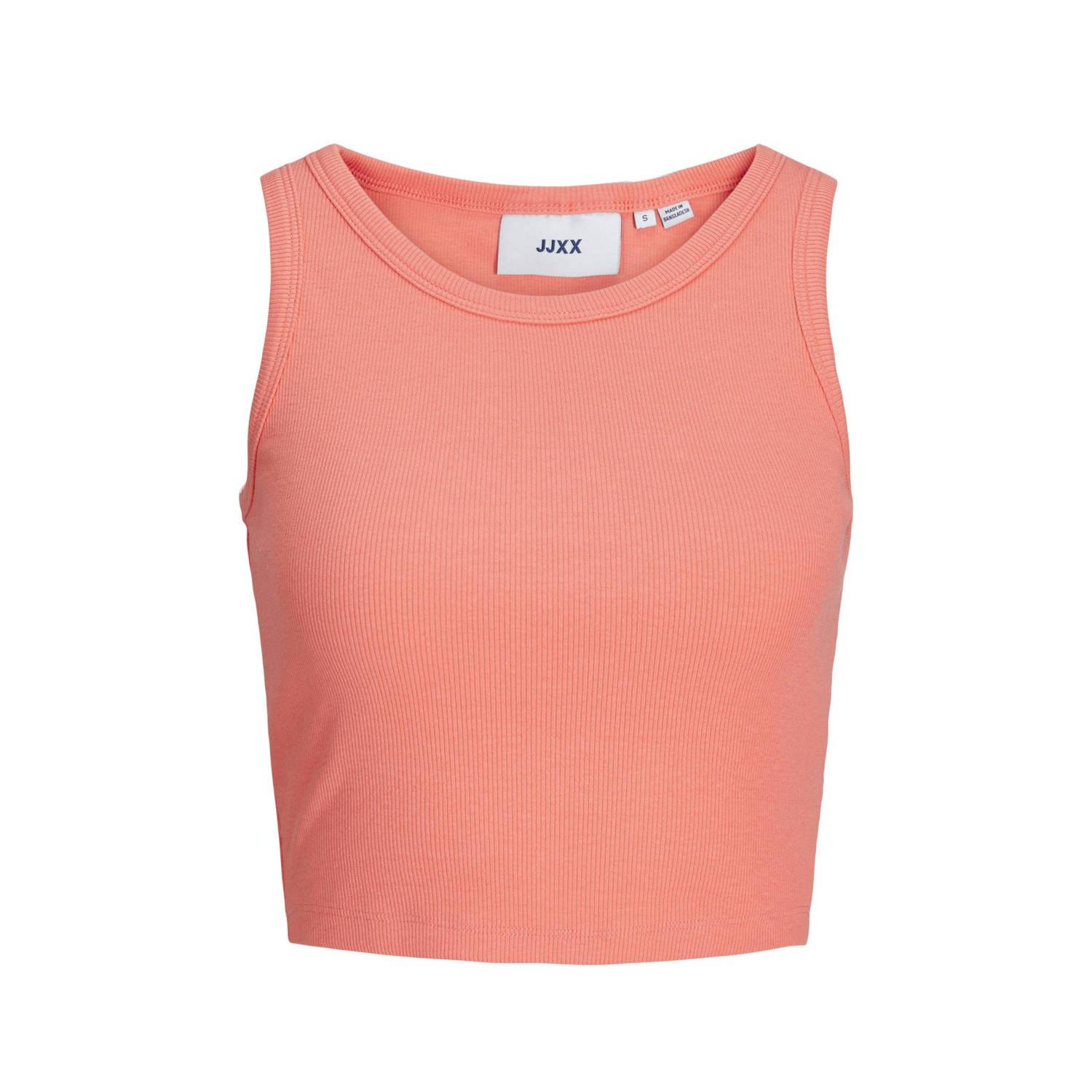 JJXX ribgebreide crop top JXFALLON koraalrood