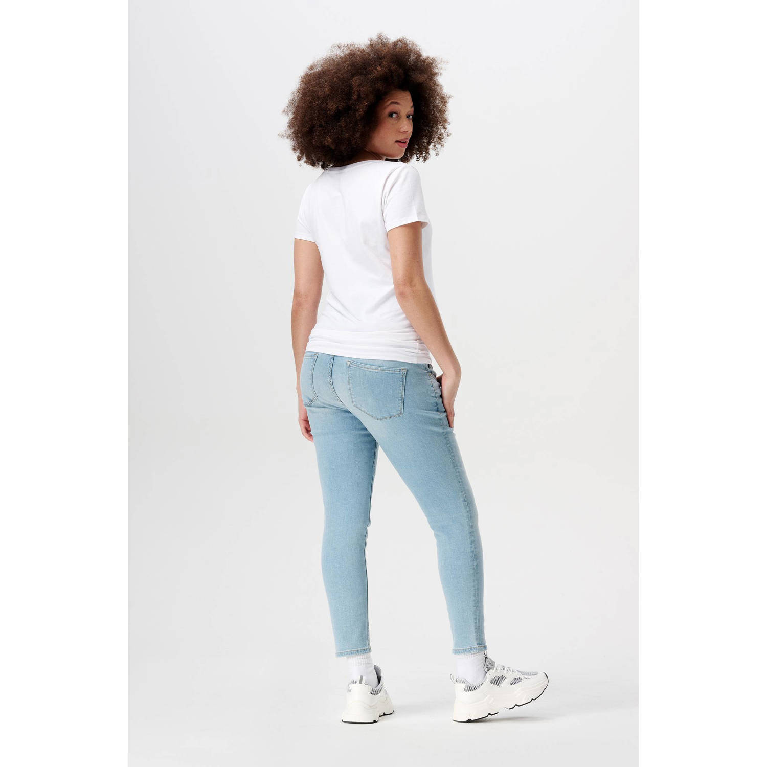 Noppies maternity cropped zwangerschaps slim fit jeans Mila light blue denim