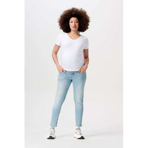 Noppies maternity cropped zwangerschaps slim fit jeans Mila light blue denim afbeelding
