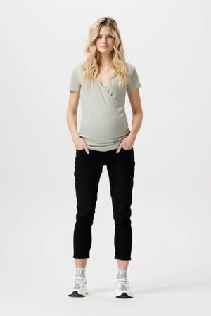 cropped zwangerschaps slim fit jeans Mila black dark wash