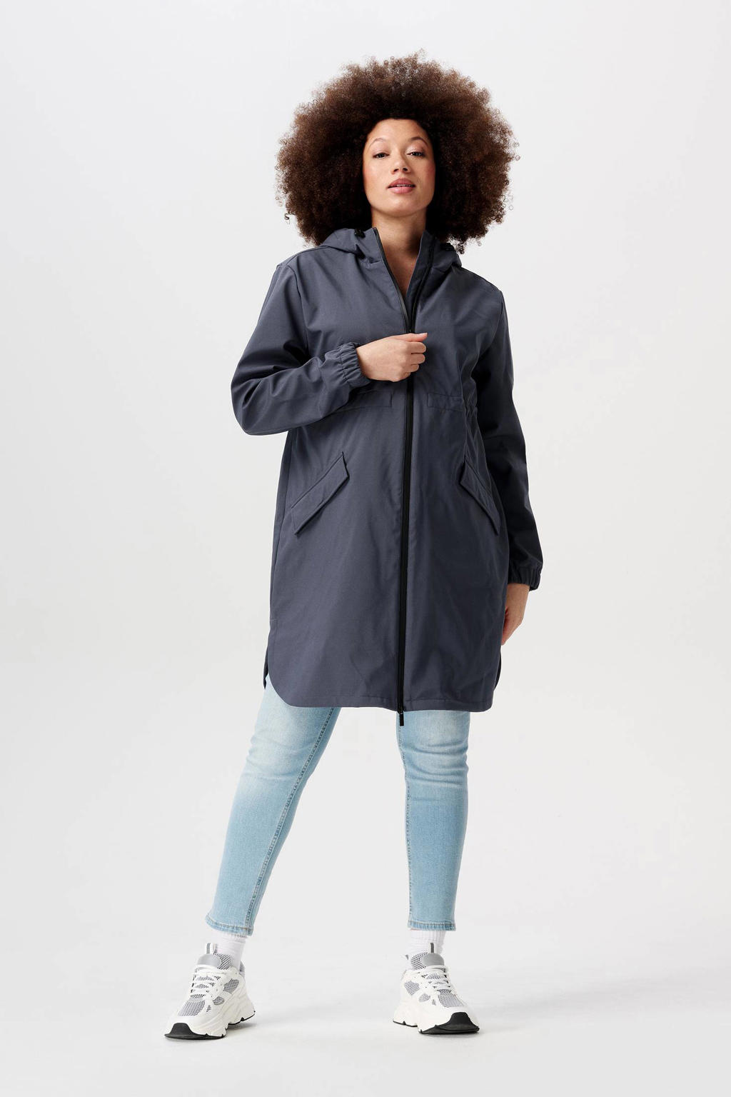 Grijze dames Noppies maternity zwangerschaps- en draagjas Rey van polyester met lange mouwen en ritssluiting