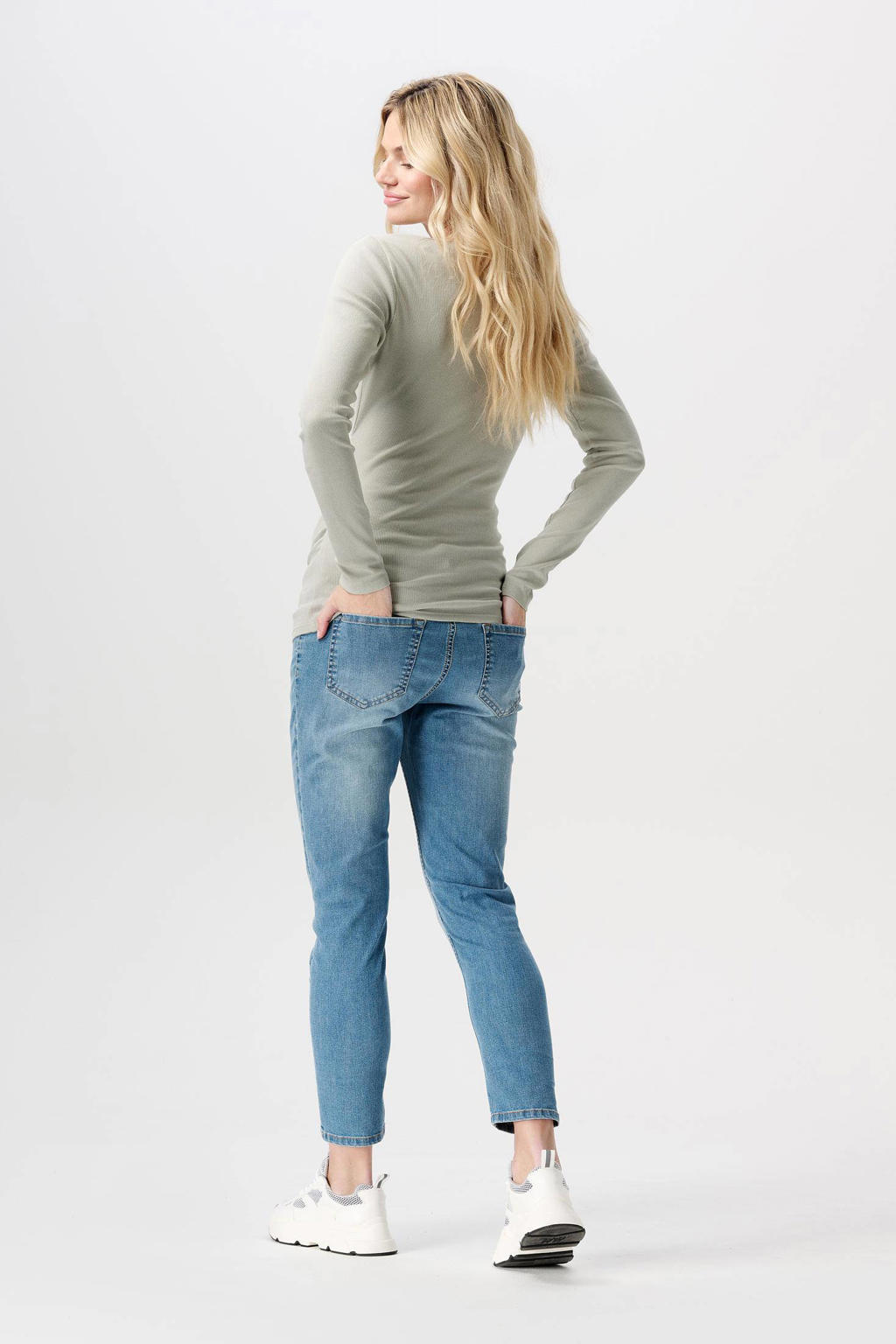 Noppies maternity ribgebreide zwangerschaps- en voedingstop Sara lichtgroen