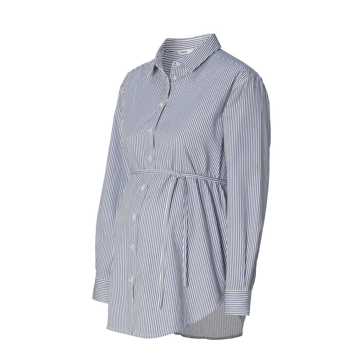 Noppies gestreepte zwangerschaps- en voedingsblouse Arles blauw wit