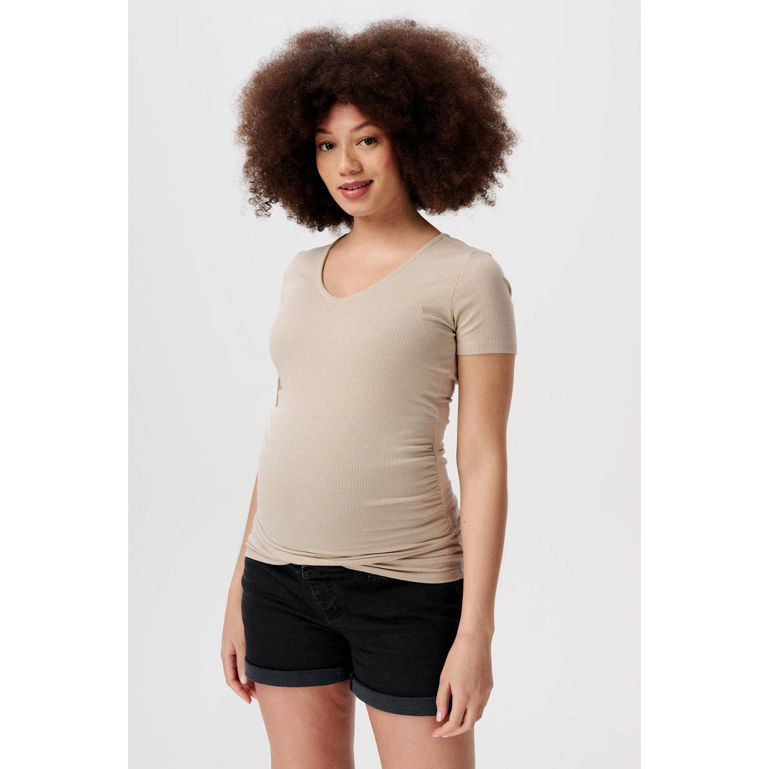 Noppies zwangerschapsshirt Jadie zand Top Beige Dames Polyester V-hals XXL