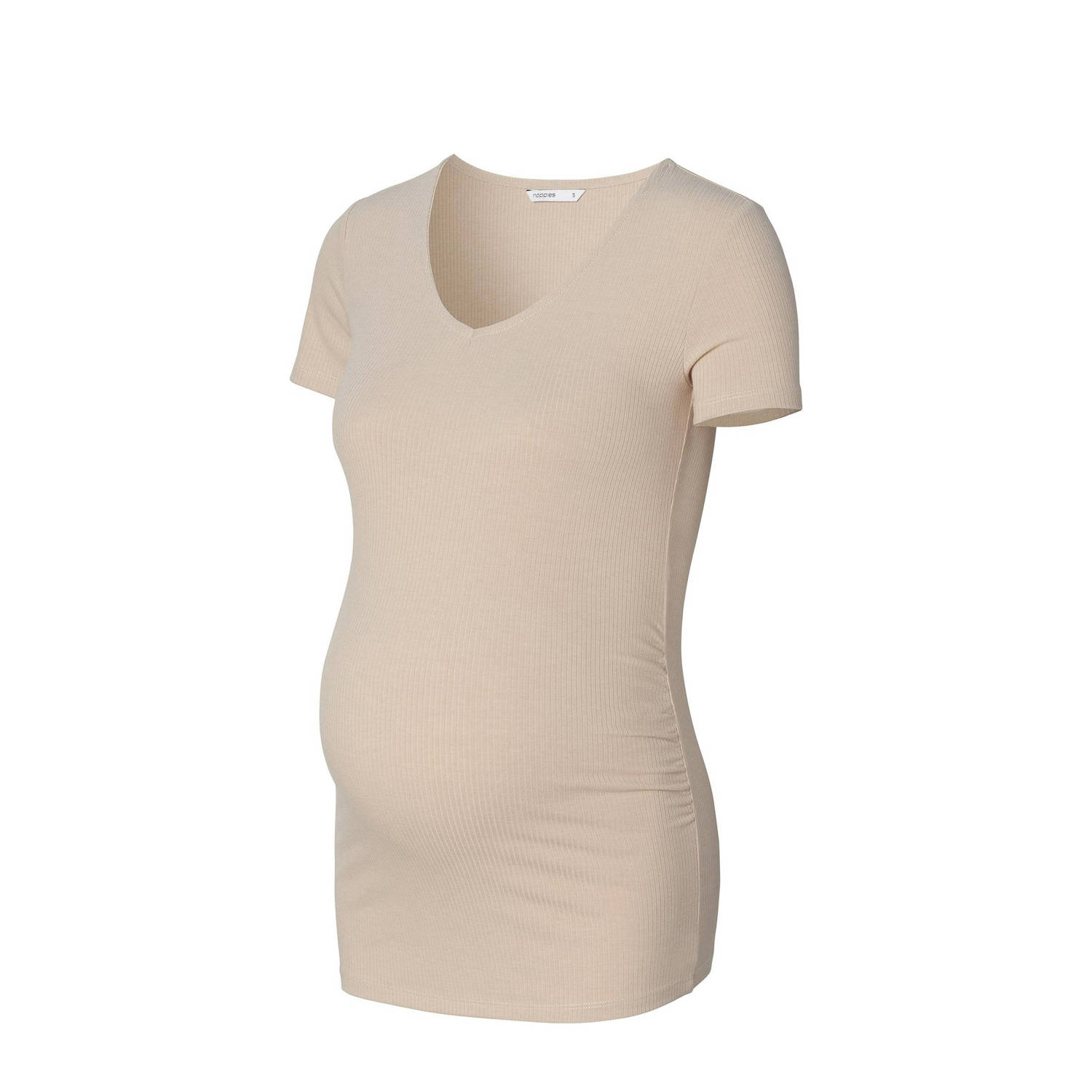 Noppies zwangerschapsshirt Jadie zand T-shirt Beige Dames Gerecycled polyester V-hals XXL