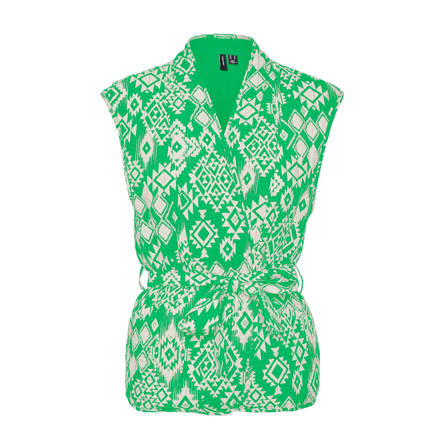 VERO MODA VMGEMA gilet met all over print en ceintuur groen wit