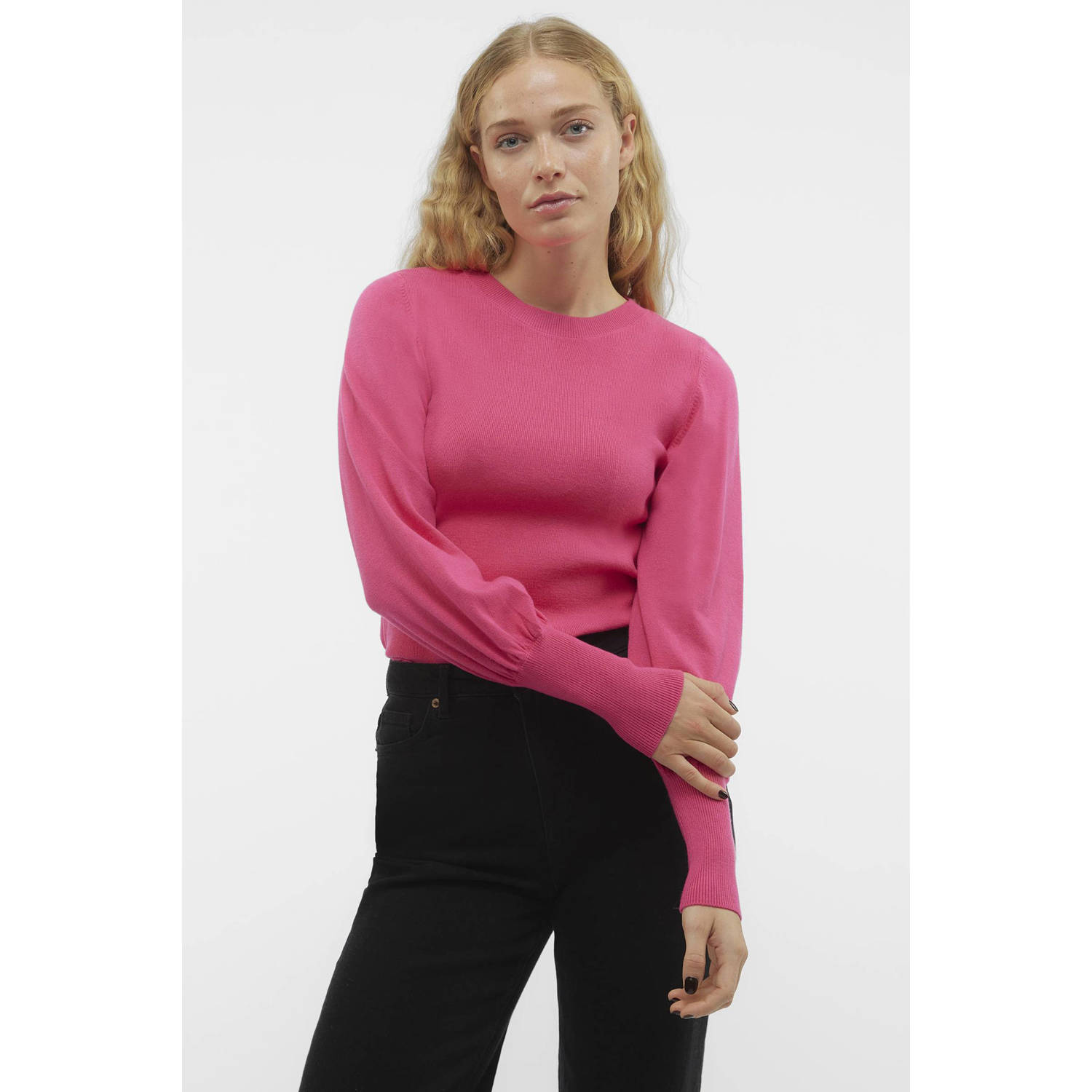 VERO MODA fijngebreide trui VMHOLLYKARISPUFF groen