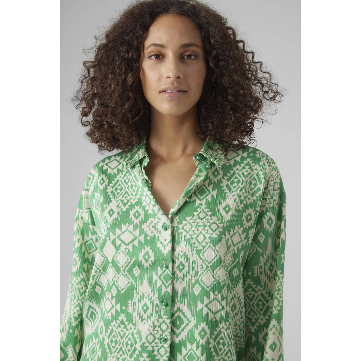 VERO MODA VMGEMA blouse met all over print groen wit