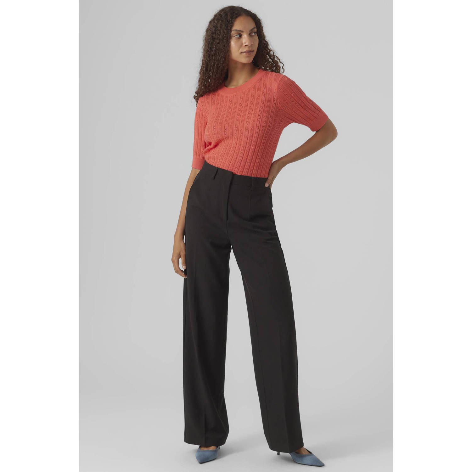 VERO MODA gebreide top VMMORENA koraalrood